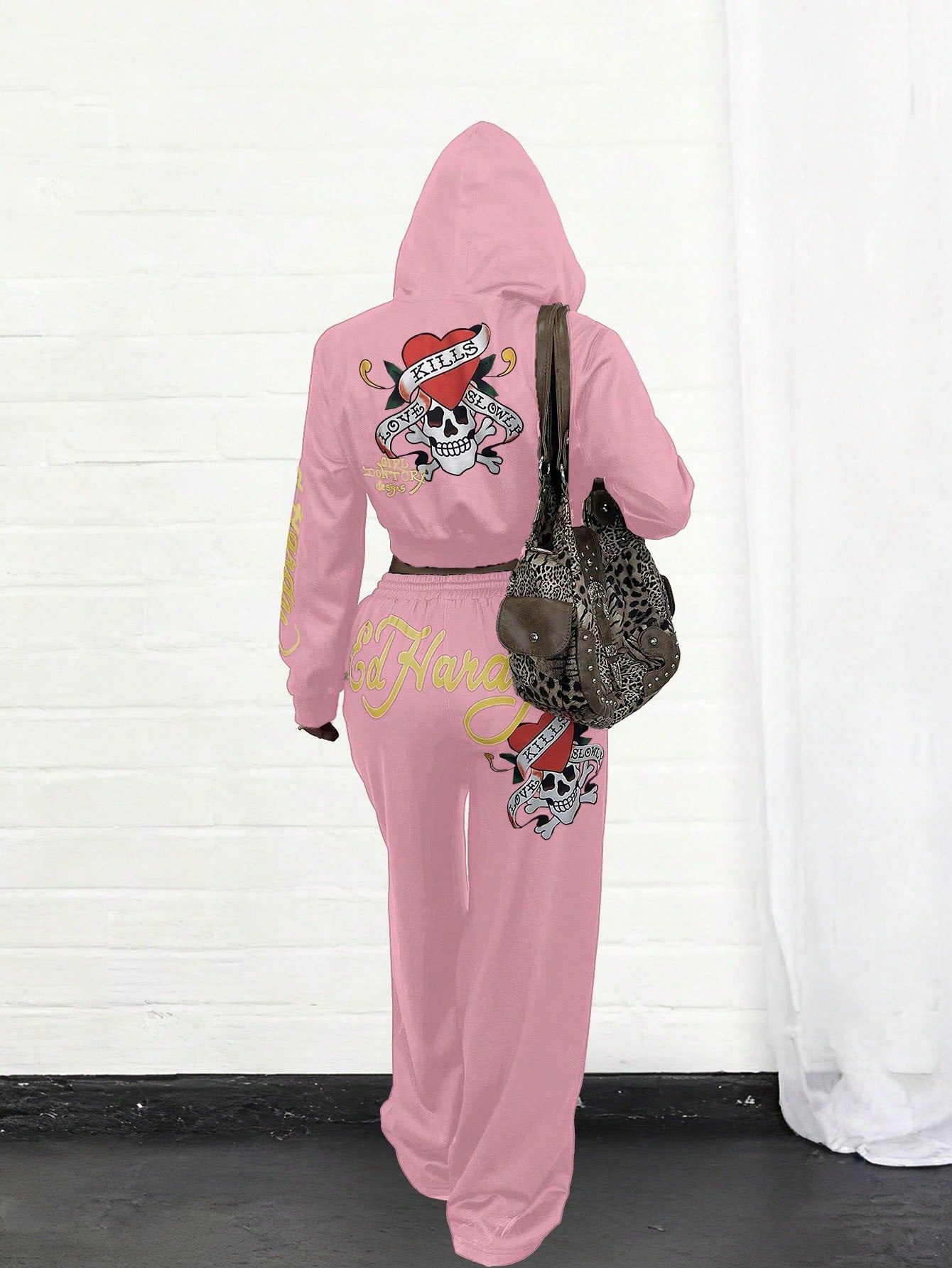 Fitted Cropped Hoodie Raglan Long Sleeve Pullover + Slant Pocket Casual Pants Set