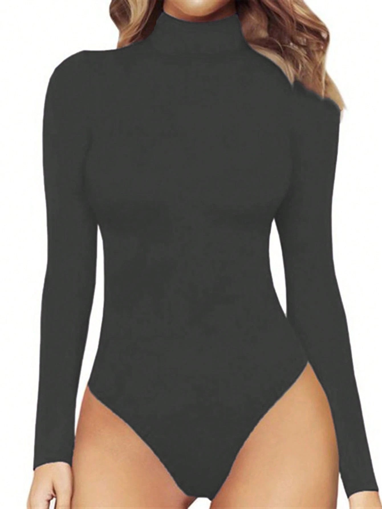 Women's Solid Color Stand Collar Long Sleeve Bodysuit Fall Cloth For Women