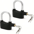 2-Pack 110DB Alarm Padlock, Anti-Theft Lock for Door Motorcycle Bicycle, 3 Keys (Black)