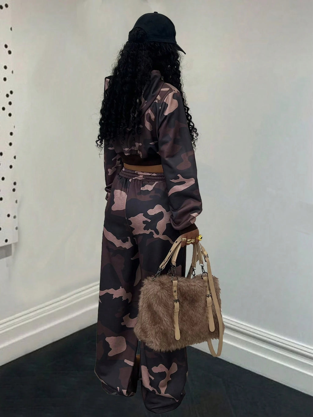 Fitted Cropped Hoodie Raglan Long Sleeve Pullover + Slant Pocket Casual Pants Set