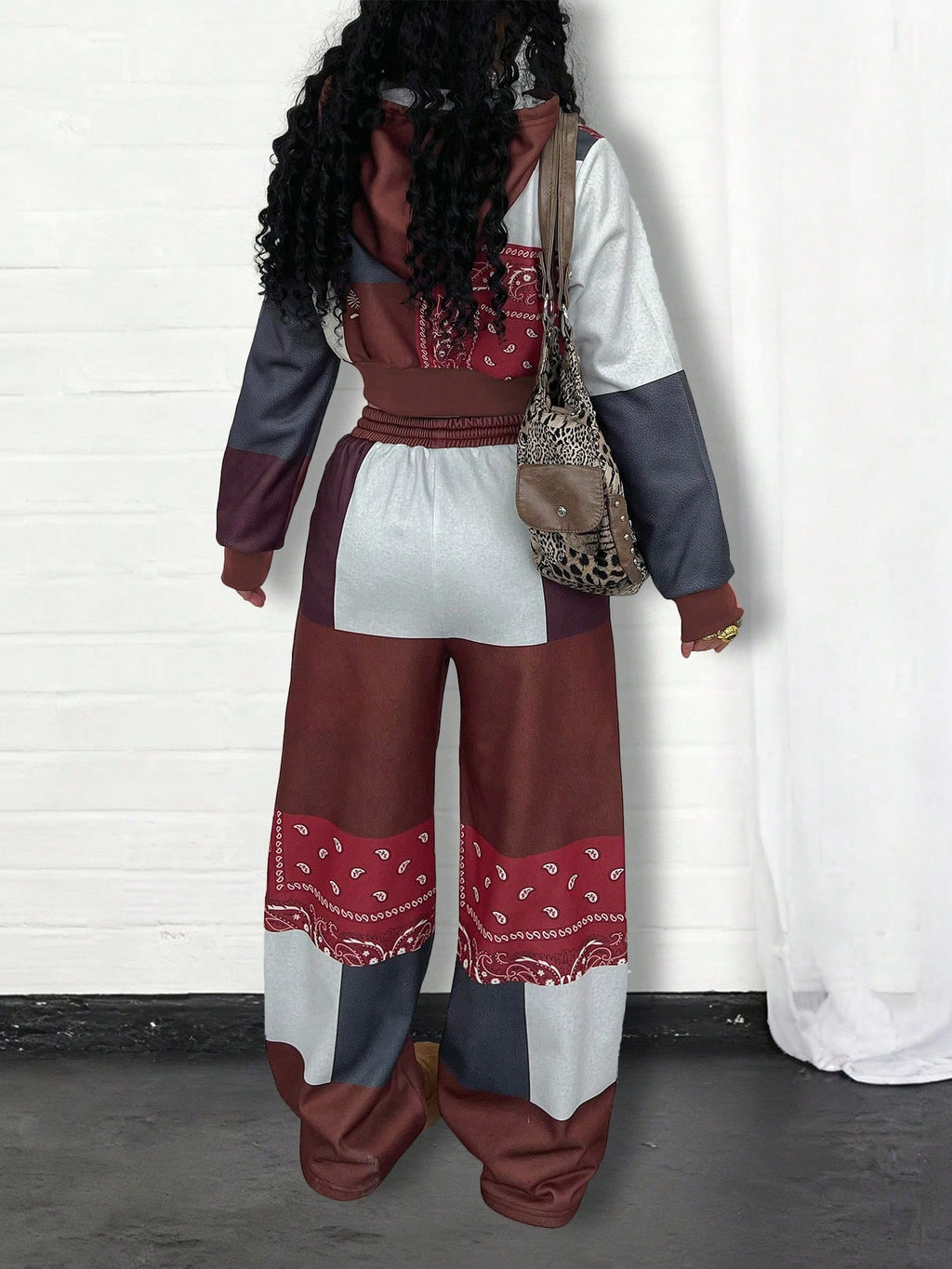 Fitted Cropped Hoodie Raglan Long Sleeve Pullover + Slant Pocket Casual Pants Set