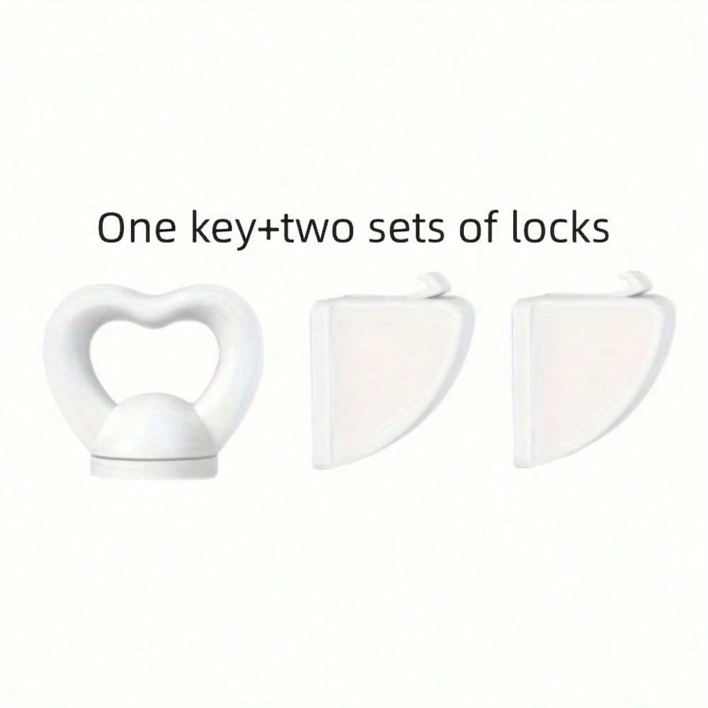 1 Key + 2 Magnetic Drawer Locks, Invisible Concealed Adhesive Lock