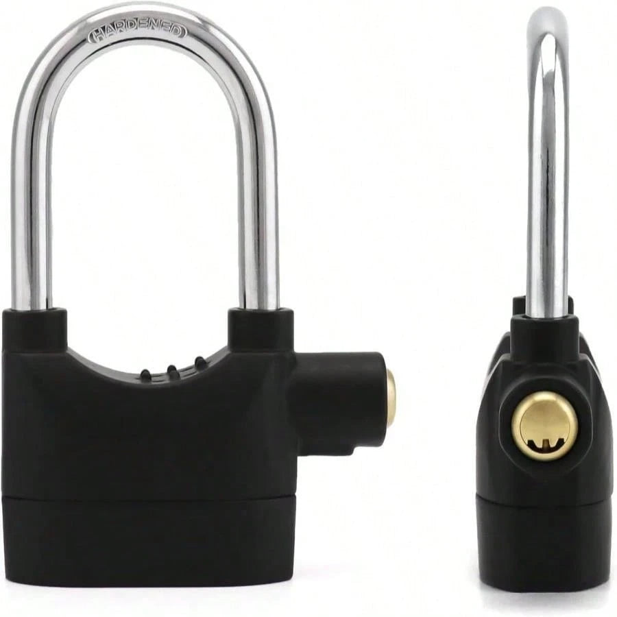 2-Pack 110DB Alarm Padlock, Anti-Theft Lock for Door Motorcycle Bicycle, 3 Keys (Black)