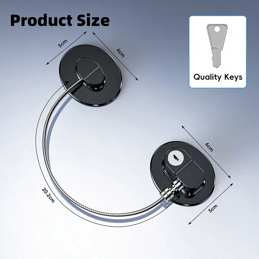 2-Pack Refrigerator Lock with Keys, Child-Proof Adhesive Latch for Fridge, Cabinets, Oven, Windows