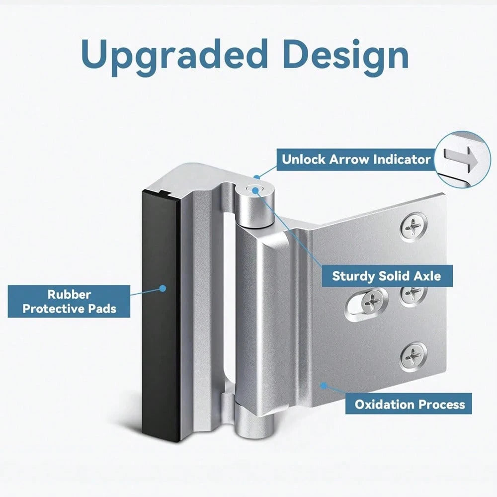 2pcs Door Reinforcement Locks, 800Lbs 3" Stop, Inward Swing Door Home & Industrial Security Lock