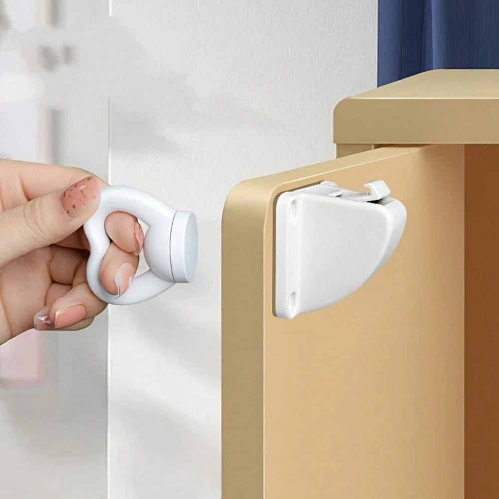 1 Key + 2 Magnetic Drawer Locks, Invisible Concealed Adhesive Lock