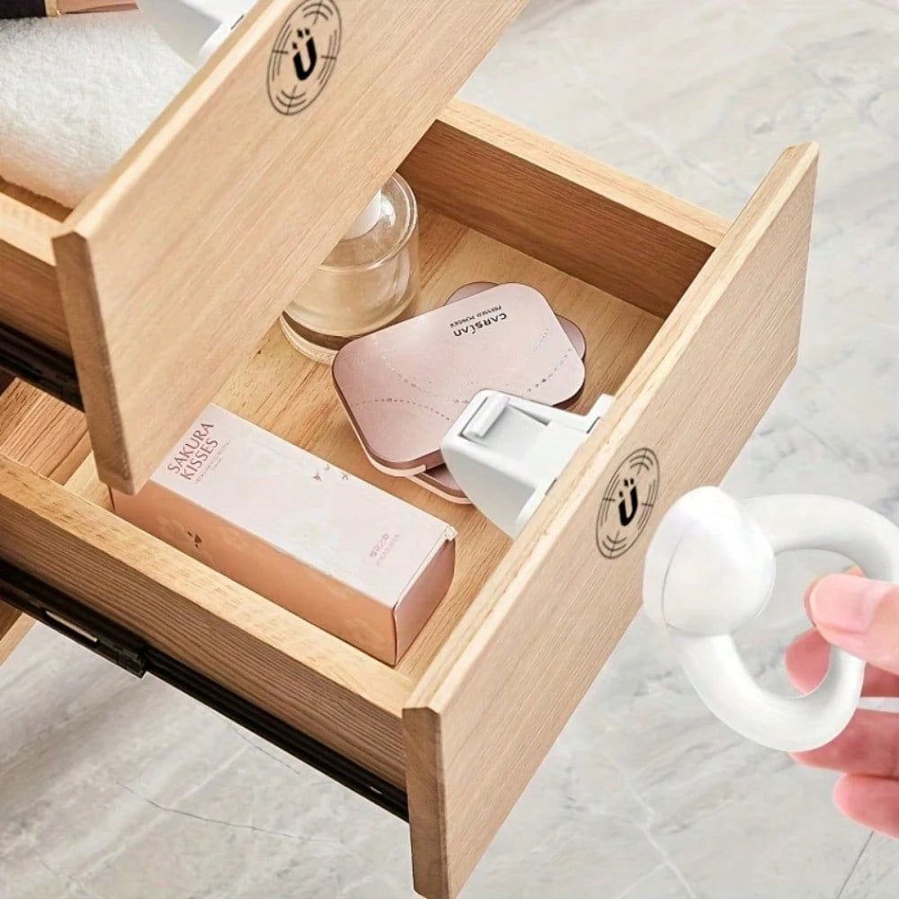 1 Key + 2 Magnetic Drawer Locks, Invisible Concealed Adhesive Lock