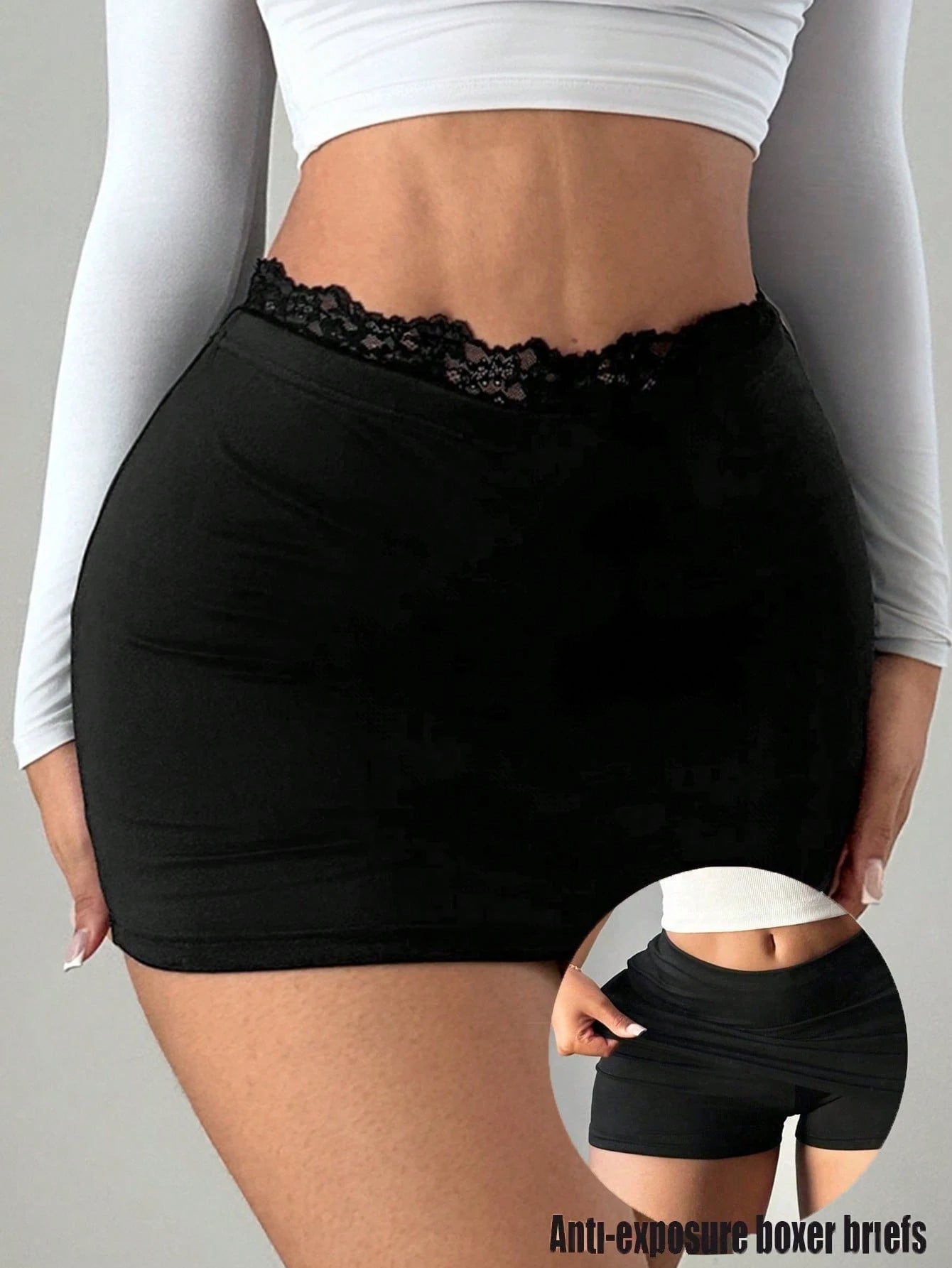 Women's Black & Khaki Sexy Casual Mini Bodycon Skort - Tight Skirt with Leggings Included for Daily Wear, Night Out & Casual Occasions