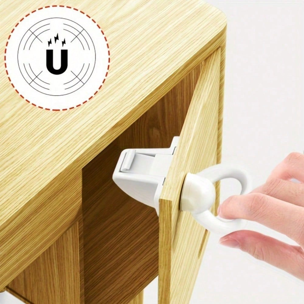 1 Key + 2 Magnetic Drawer Locks, Invisible Concealed Adhesive Lock