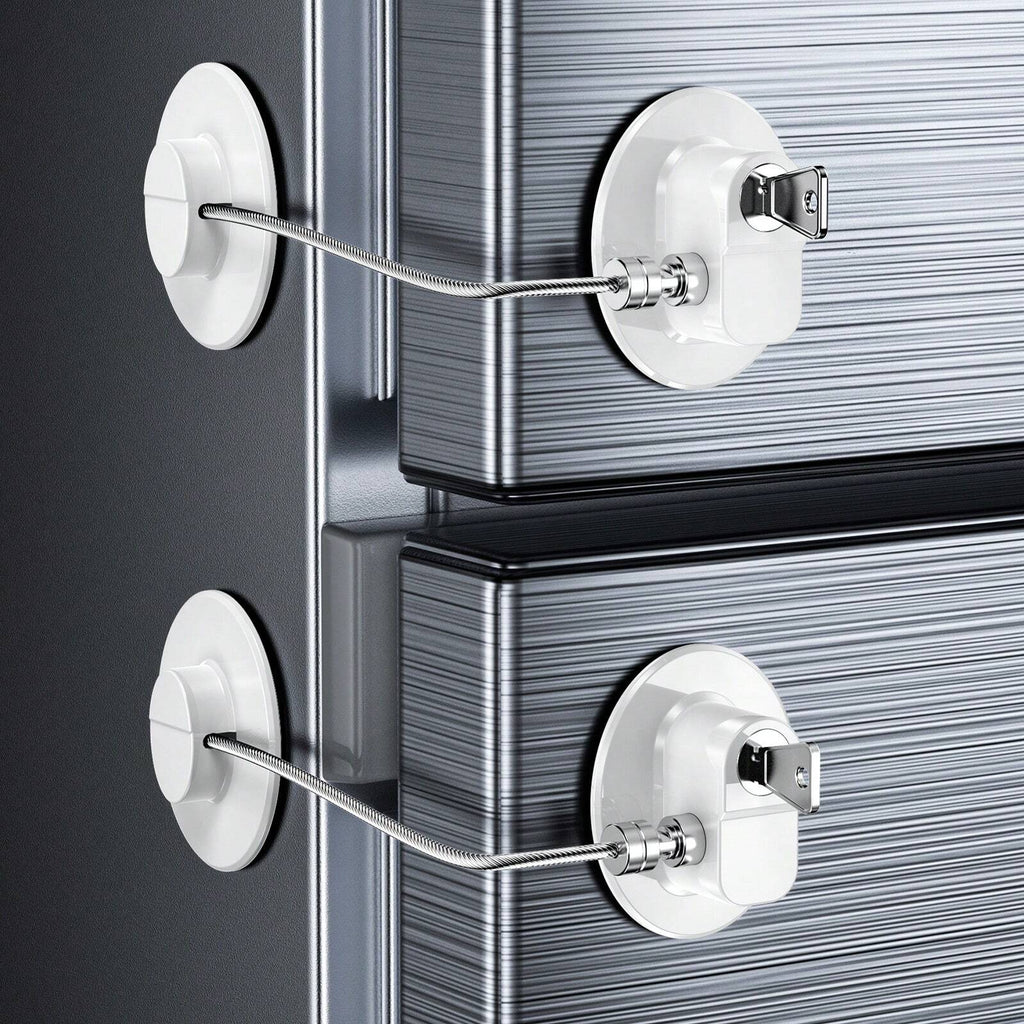 2-Pack Refrigerator Lock with Keys, Child-Proof Adhesive Latch for Fridge, Cabinets, Oven, Windows