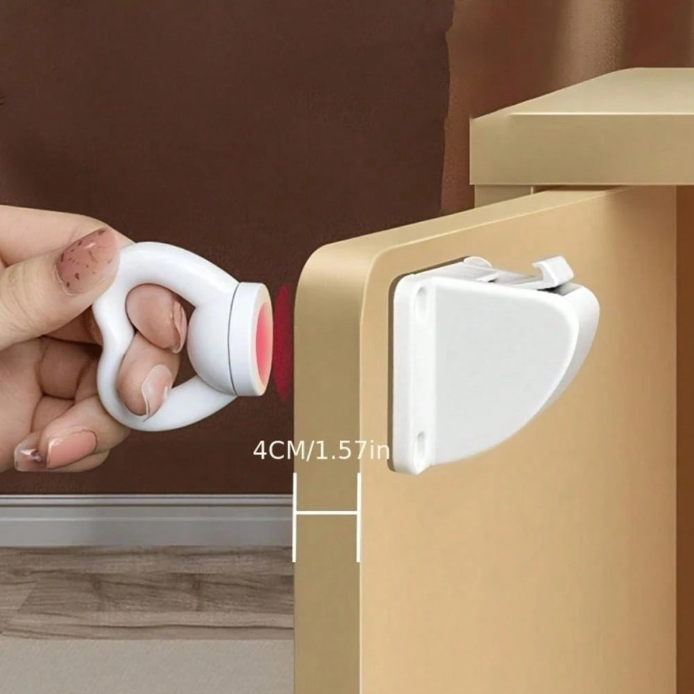 1 Key + 2 Magnetic Drawer Locks, Invisible Concealed Adhesive Lock